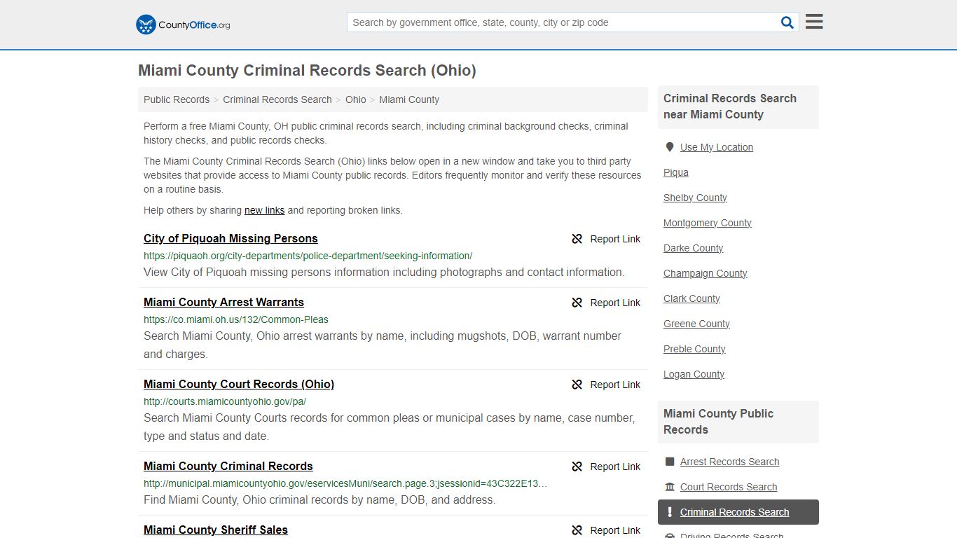 Miami County Criminal Records Search (Ohio) - County Office